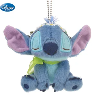 

10 cm/20 CM cute Lilo and Stitch plush toys disney Keychain Pendant with Flower Toys Kids Birthday soft Wedding Gift