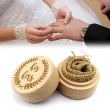 Персонализированные гравировки деревенская Свадебная деревянная коробочка для кольца ювелирные изделия брелок для хранения Контейнер держатель на заказ его ее кольца носителя