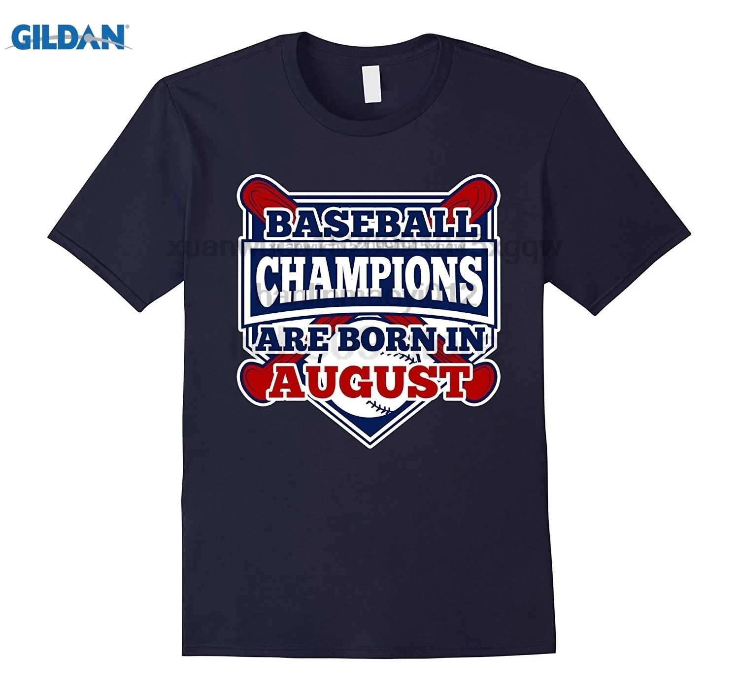 GILDAN Baseball Champions are Born in August Birth Month TshirtT