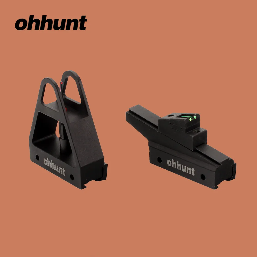 

ohhunt Hunting Accessories Front Rear Sights .22 Dovetail Rail Mount Quick Release Tactical Fiber Optic Open Sight for Airgun