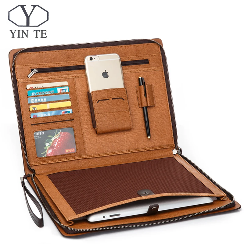 Портфель YINTE Padfolio профессиональный кожаный портфель с застежкой на молнии