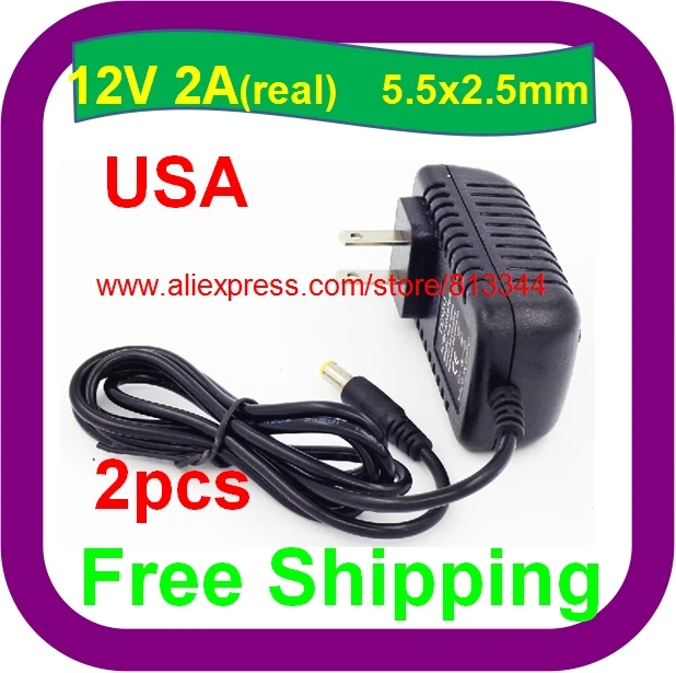 

2 pcs Free Shipping AC 110-240V DC 12V 2000mA 2A POWER SUPPLY ADAPTER USA PLUG