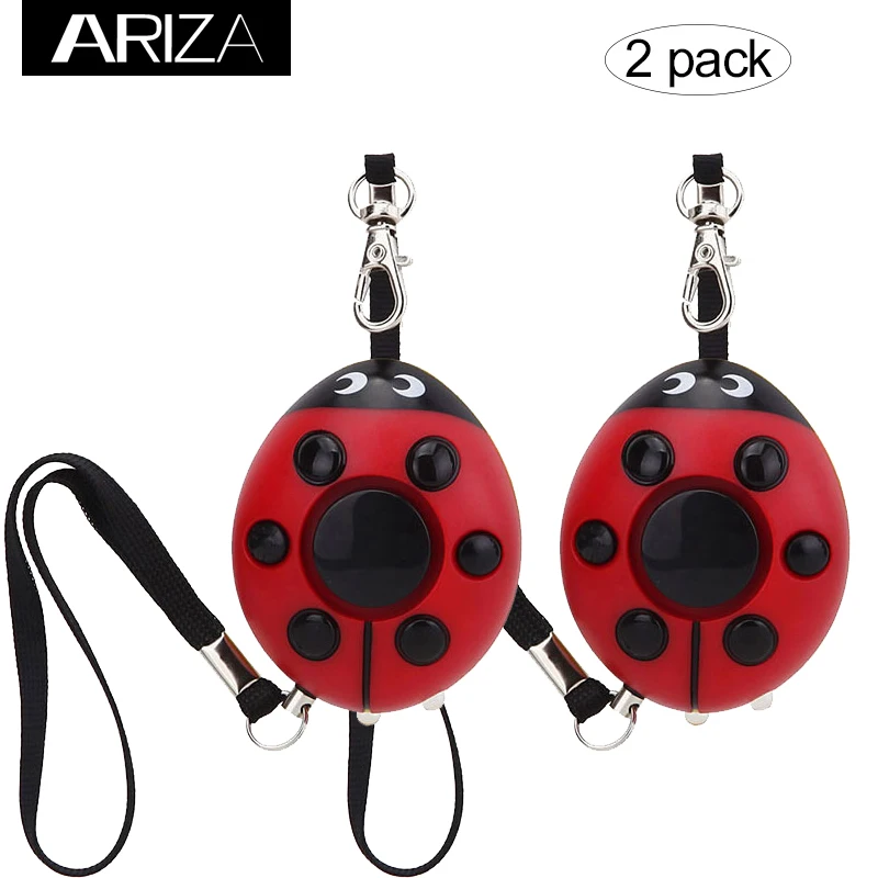

2 pack Ladybug LED light 130db keychain alarm for self defense Personal Alarm keychain