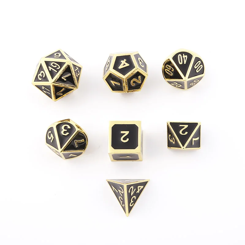 

Metal Dice Copper Black Dragon and Dungeon 7 Pieces / Set Board Game D&D RPG Party Bar Dice Portable Desktop Entertainment Game