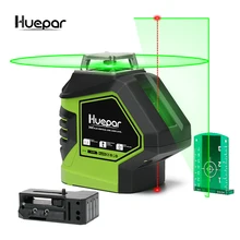 5 линий, 2 точки, зеленый лазерный уровень, 3d, самонивелирующийся крест, Лазерная линия, делает линию наклона,, Huepar бренд