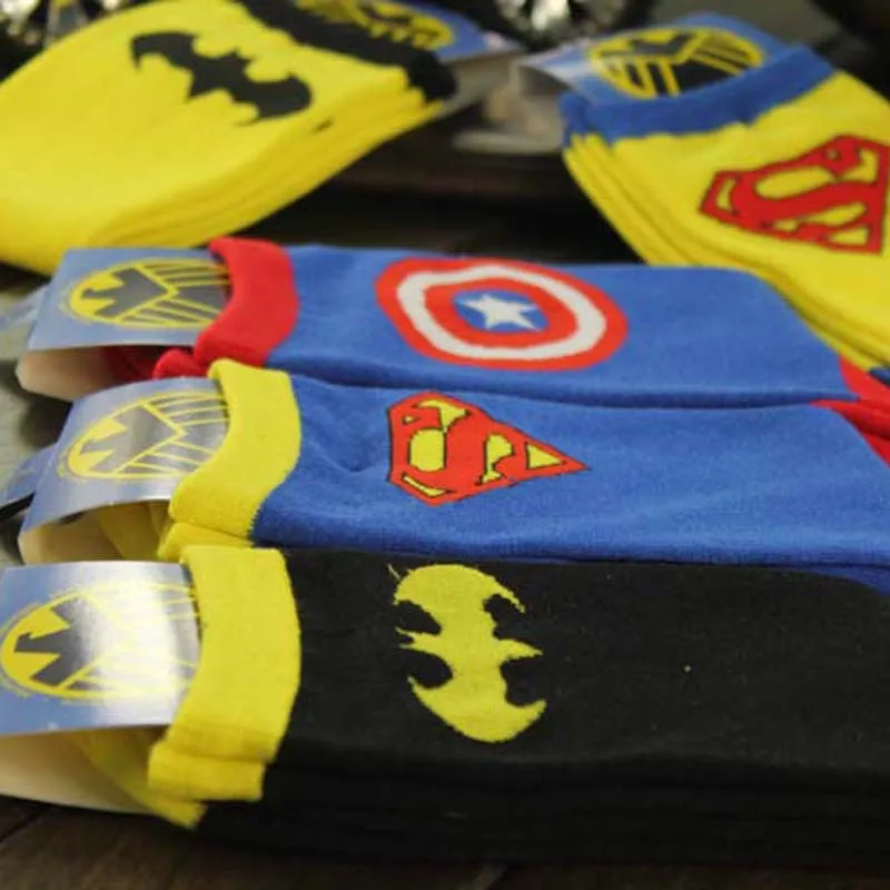 Мстители Marvel, носки с принтом «Человек-паук»; Капитан Америка с рисунком Бэтмена, пижама с рисунком СУПЕРМЕНА для костюмированной вечеринки модные Носки, Необычные прикольные повседневные унисекс Носки