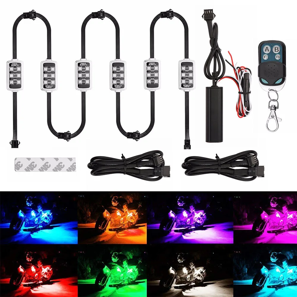 Атмосферный светильник для мотоцикла/автомобиля 6 RGB 36 LED с беспроводным пультом