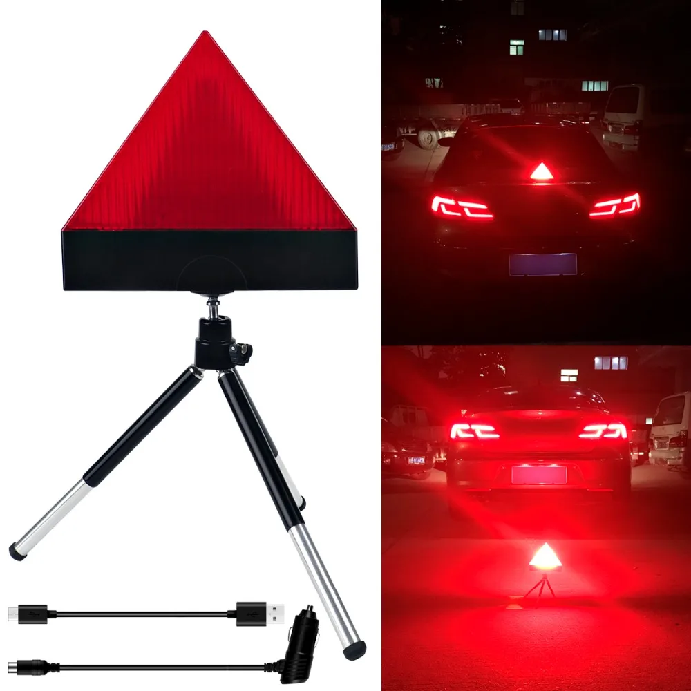 

Wireless Auto Car flash Caution Warning Lights Safety Emergency Triangle 12V LED Beacon Strobe Emergency Anti-Collision with USB