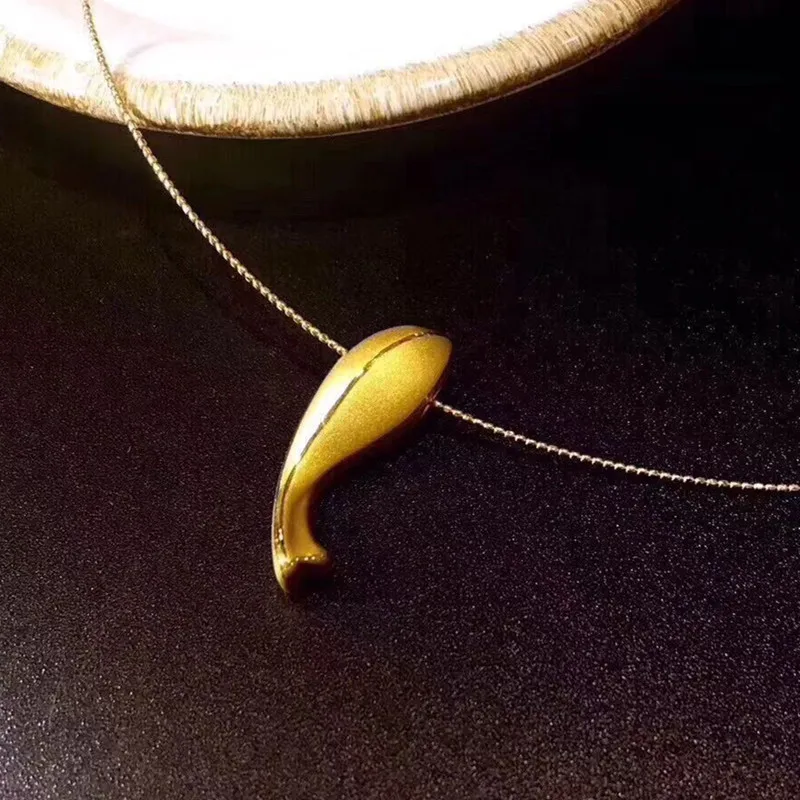 24K Yellow Gold Pendant Women 999 3D Yellow Gold Fish Pendant P6216