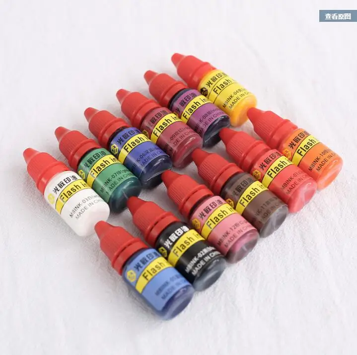 

Flash Ink Photosensitive Oil for Seal Stamp 10ml 12 Colors Oil Based