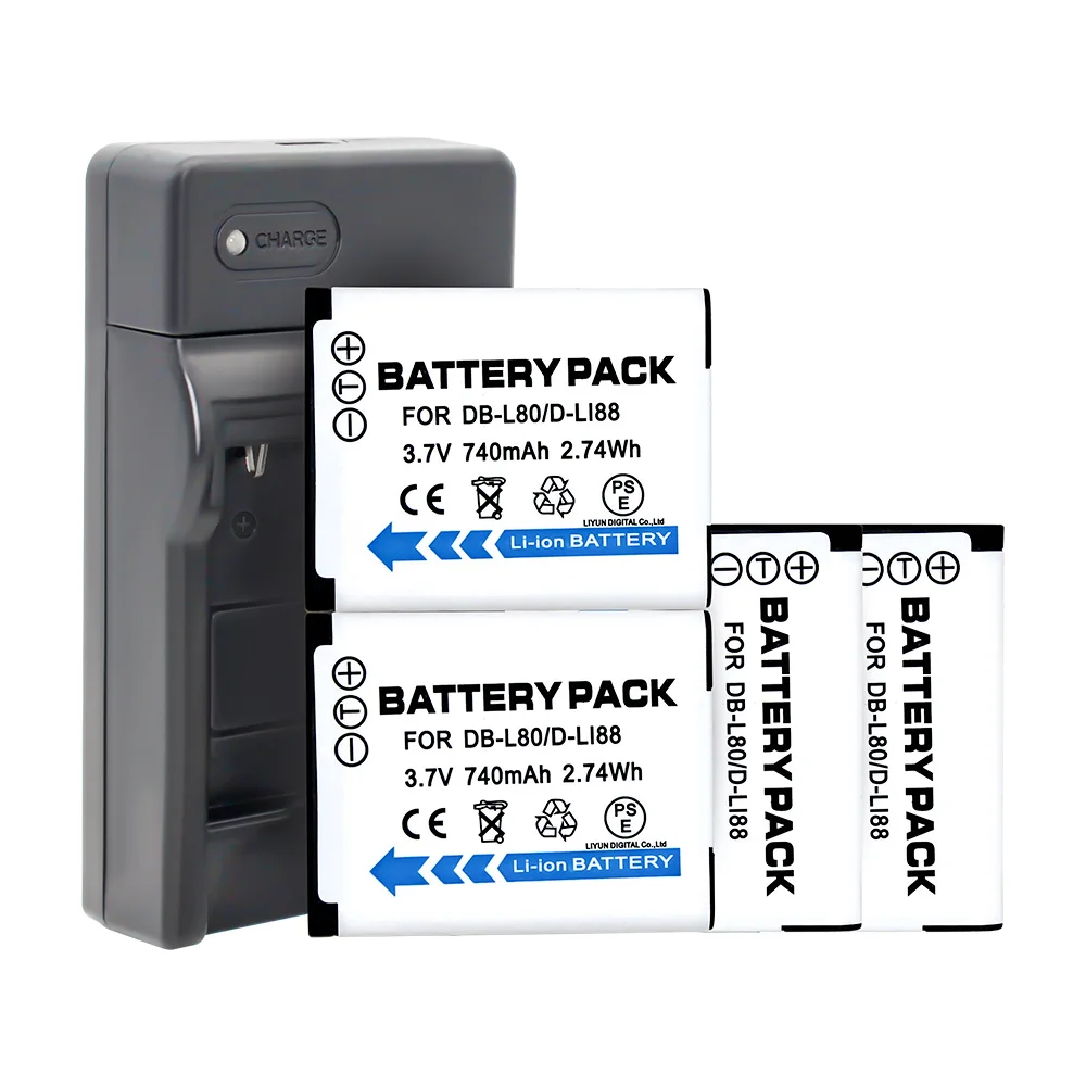4x D-LI88 D LI88 DB-L80 DB L80 цифровая камера зарядное устройство набор для Sanyo VPC-CG10 VPC-CG20 PENTAX VPC-CG88 CG100