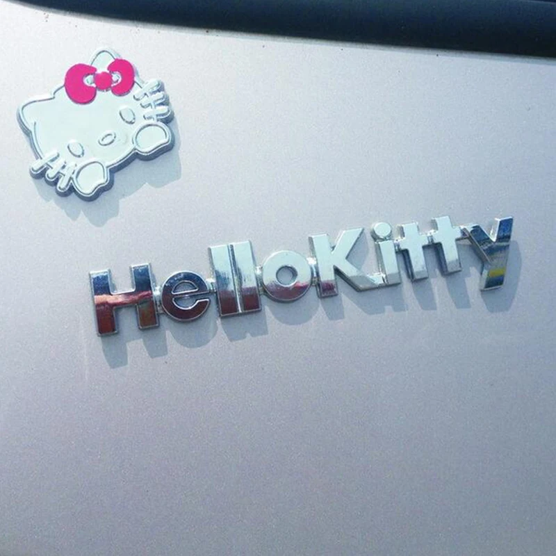 Чистый металл 3D мультфильм hello kitty автомобильный стикер комплект кошка крышка царапина для женщин девочек автомобиля всего тела стикер Стайлинг