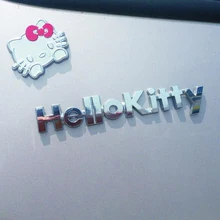 Pure Metal 3D Cartoon Hello Kitty font b Car b font Sticker Kit Cat Cover Scratch