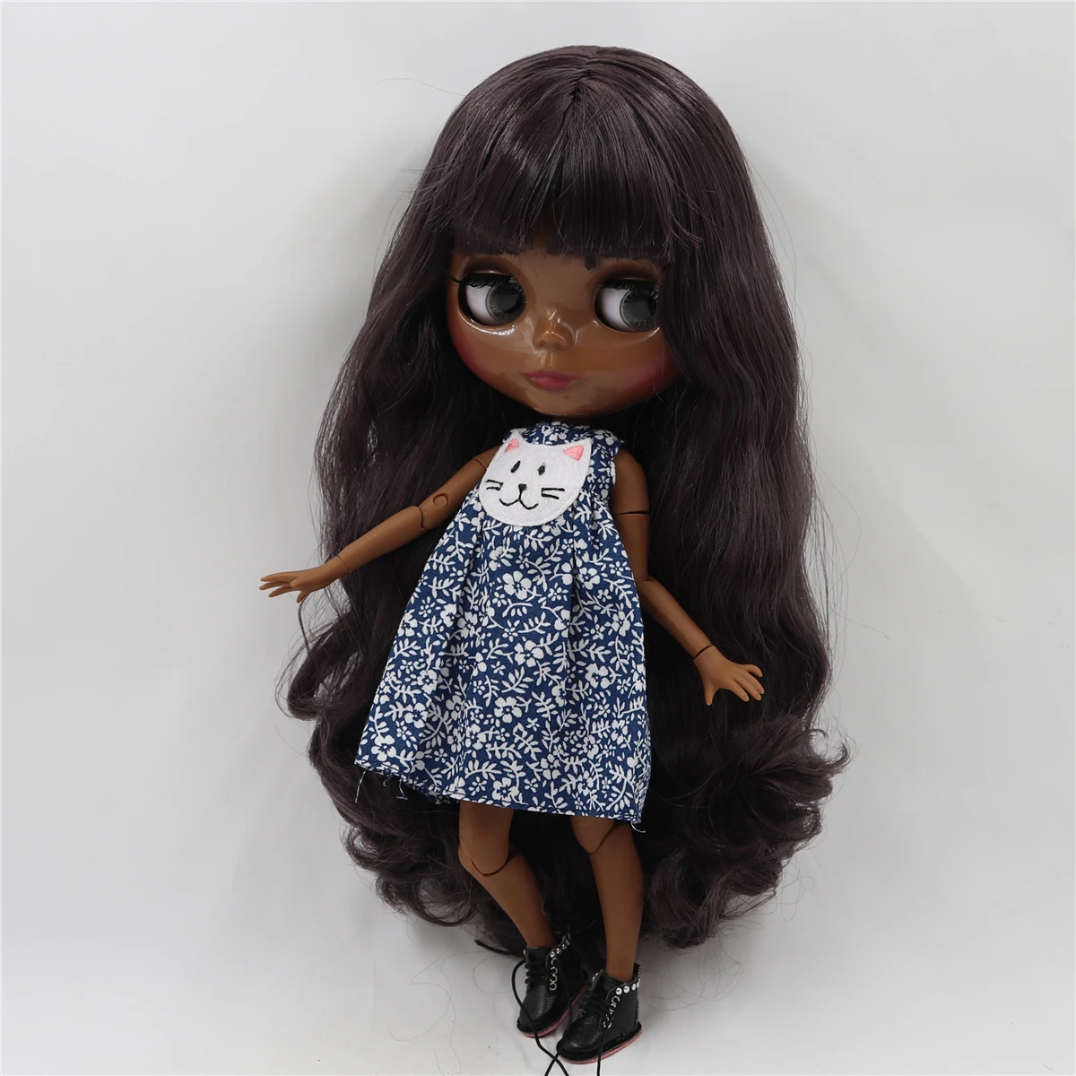 ICY DBS Blyth Doll 1/6 bjd toy super black skin tone deep purple hair joint body 30cm toy anime girls 4
