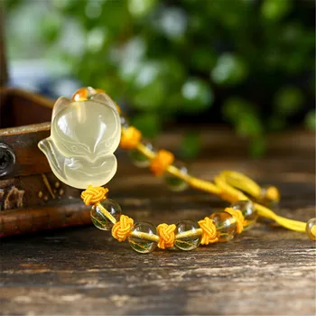 

Buddha Blessed 5A Natural Yellow Crystal Beads Hand Beaded Bracelet Crystal Fox Charm Bracelet for Charming Girls Lady Wholesale