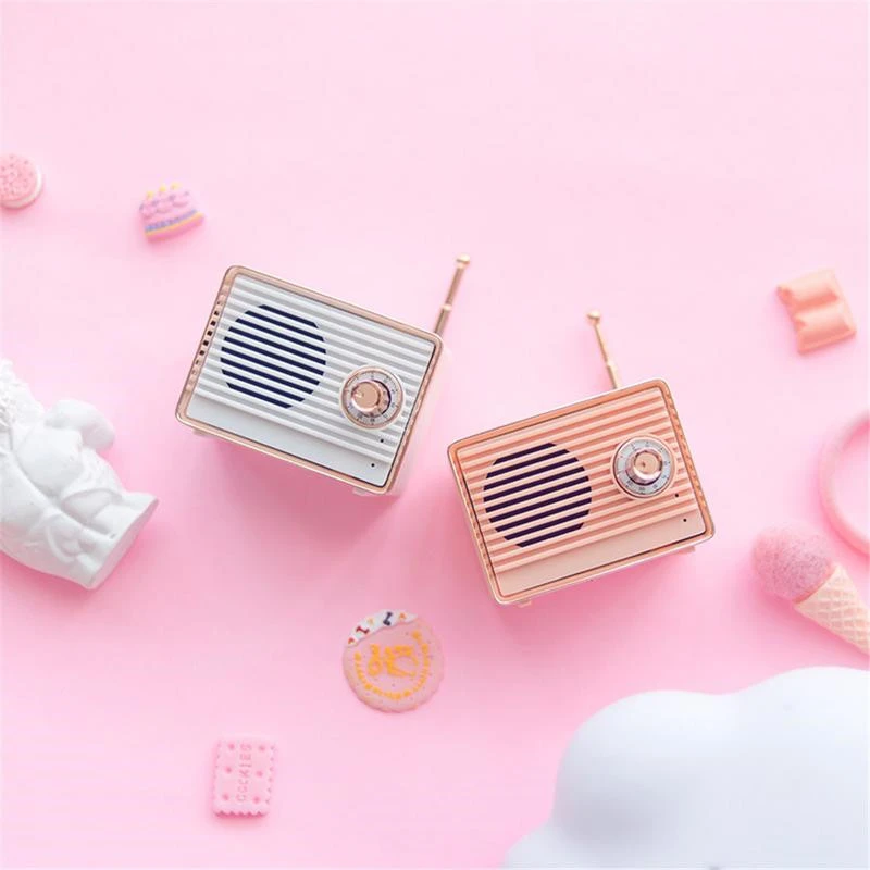 レトロなステレオスピーカーfm ポータブル ワイヤレス ヴィンテージ かわいい 低音 Hi Fi Bluetooth互換 スピーカー Portable Speakers Aliexpress