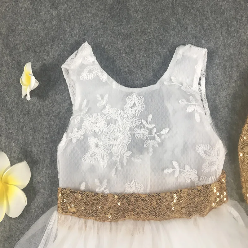 1-6year Female children Princess dress  Kids Clothing  sequined bow gauze girl's fashion vest dress (4)