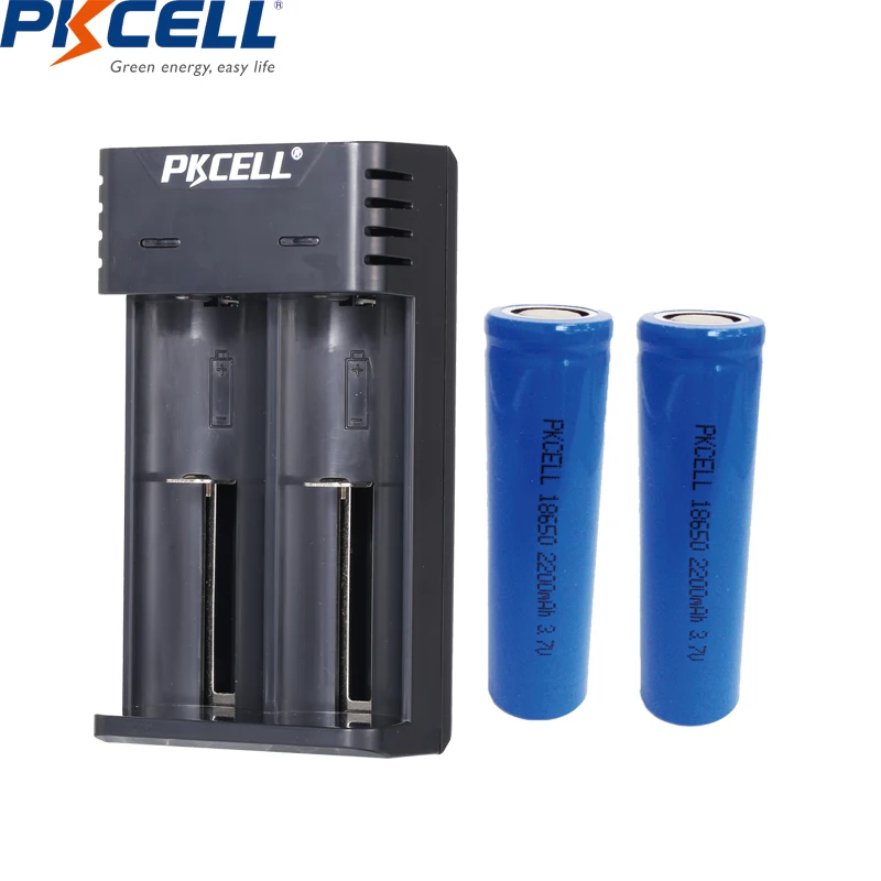 

NEW PKCELL 18650 battery charger charging 3.7V li-ion battery USB and 2PCS ICR 18650 lithium rechargeable batteries