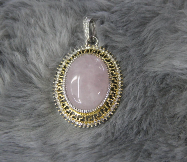 

Pink Quartz Point Pendant Bead For Necklace Raw Crystal Stone Slice Natural Quartz Pendant