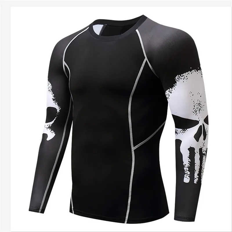 Мужская компрессионная рубашка для пробежки и тренировок, для велоспорта, для занятий спортом, фитнесом, бегом, одежда camiseta rashguard - Цвет: 1017