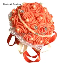Пакет с коробкой красная искусственная Роза жемчуг свадебных букетов Романтический Свадебные цветы букет casamento Свадебные аксессуары P7