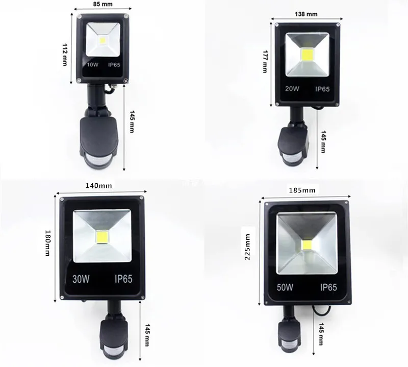 Напольный светильник светодиодный 10w20w30w50w 110V 220V Светодиодный прожектор светильник с движения PIR Сенсор детектив Сенсор точечная лампа Сад Освещение