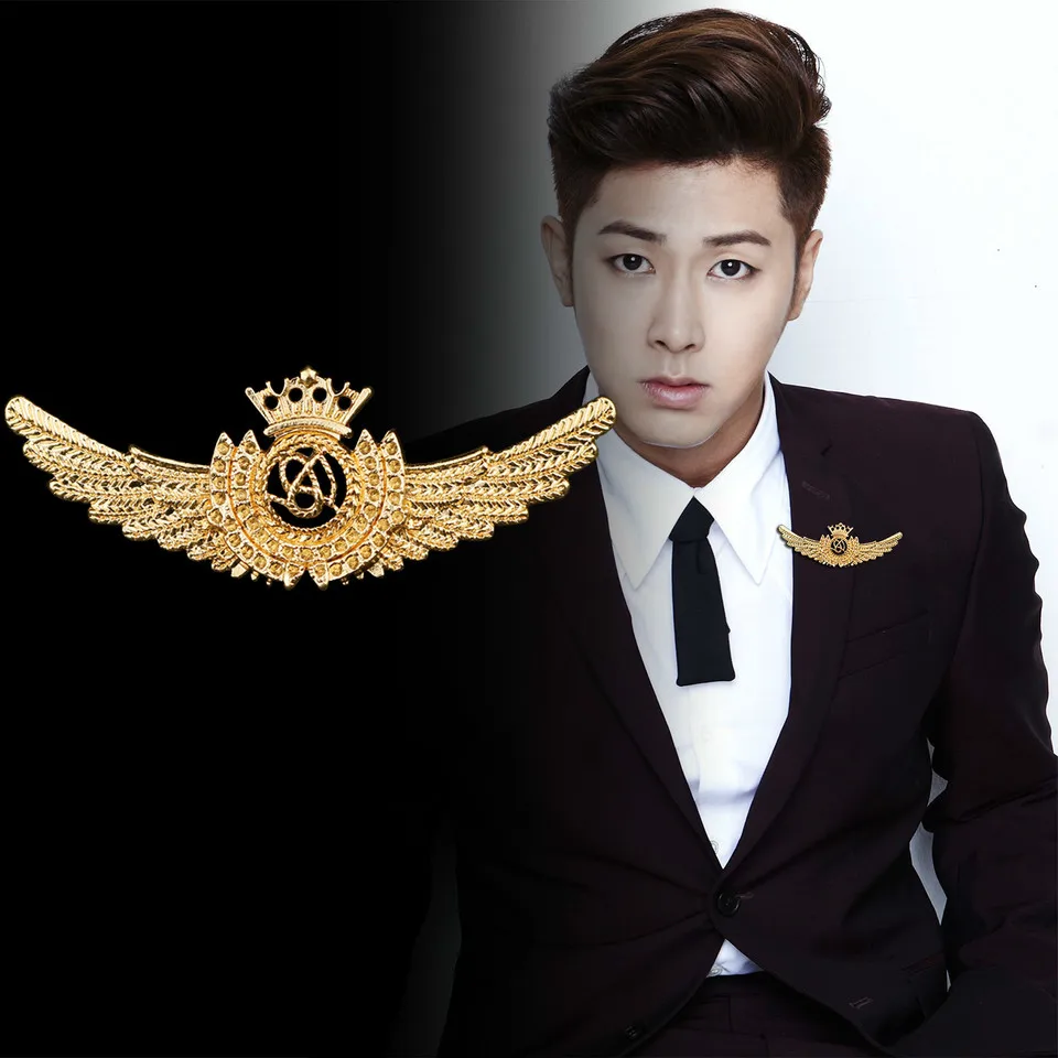 

i-Remiel New Retro British Style Crown Angle Wing Brooch Pin for Men Metal Badge Pins and Brooches for Shirt Collar Accessories