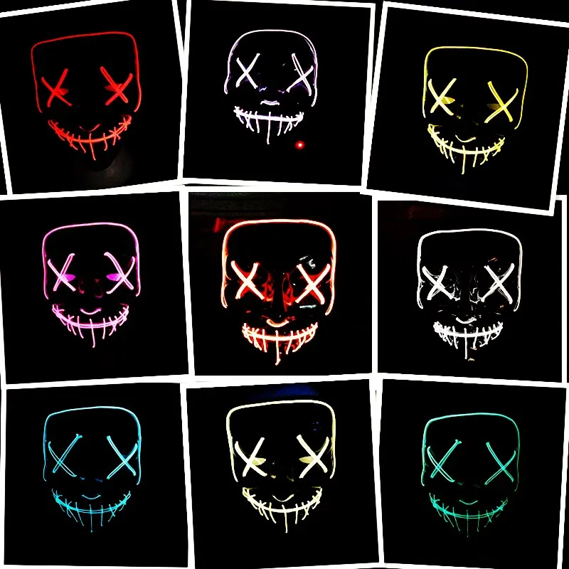 

Halloween Mask LED Light Up Party Rave Masks Funny Purge Mask Festival Cosplay Supplies Glow In Dark Halloween LED Light Up Mask