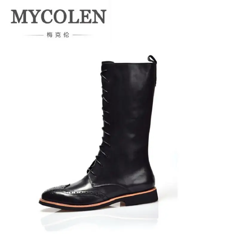 

MYCOLEN Winter Military Boots High Top Men Shoes Leather Men Boots Brand Tactical Combat Boots Men Outdoor Autumn Shoes