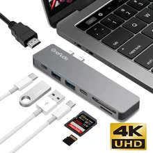 7 в 1 двойной USB 3,1 type-C концентратор к HDMI USB-C PD адаптер питания Thunderbolt 3 USB C концентратор для Macbook с USB 3,0 устройство для чтения карт SD TF