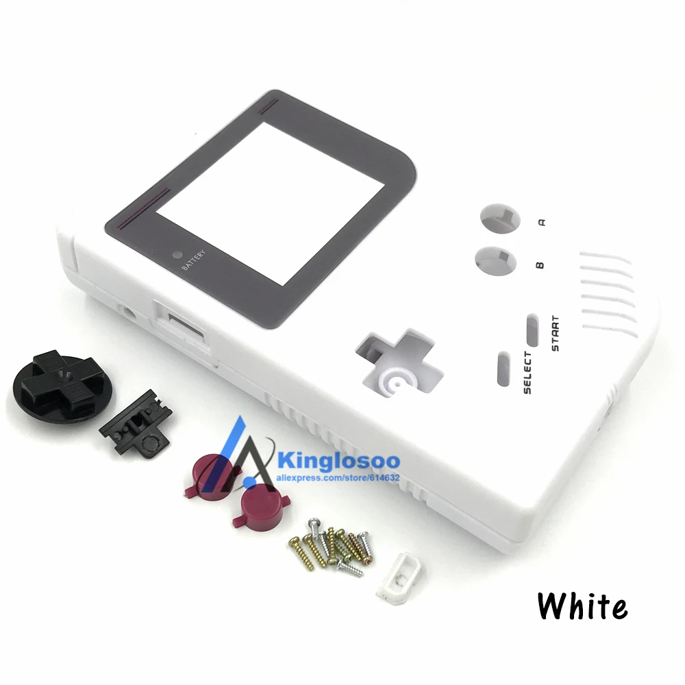 White DIY полный корпус Оболочка Чехол запасная часть для nintendo Gameboy классический для GB DMG GBO 16 цветов - Цвет: White