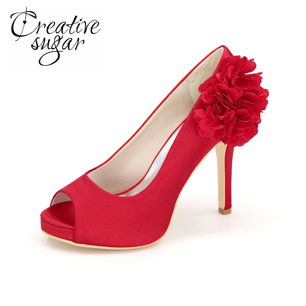 Creativesugar элегантный цветок лепесток атласная леди насосы открытый Пип toe высокие каблуки сад свадебные платья свадебные коктейльные обувь 7 цвет Creativesugar элегантный цветок лепесток атласная леди насосы открытый Пип toe высокие каблуки сад свадебные платья свадебные коктейльные обувь 7 цвет