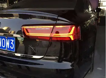 شراء ديناميكية فيديو 4 قطعة 2012 ~ 2016/2009 ~ 2011y سيارة الوفير A6L الضوء الخلفي أضواء خلفية LED A6 الذيل مصباح لمبة خلفية DRL بدوره الفرامل عكس