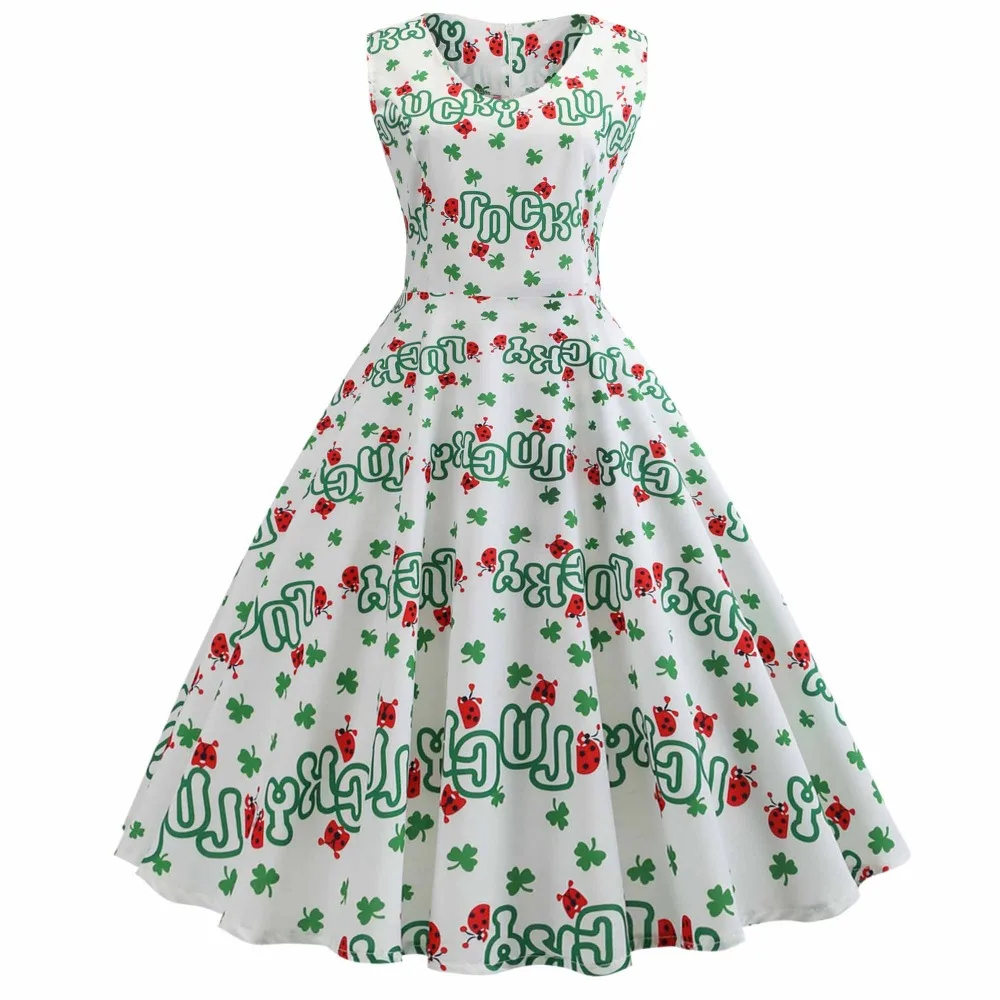 Women 2019 Saint Patrick Parades Irish St. Patrick's Day Dress Sunday Insects Letter Three Leaf