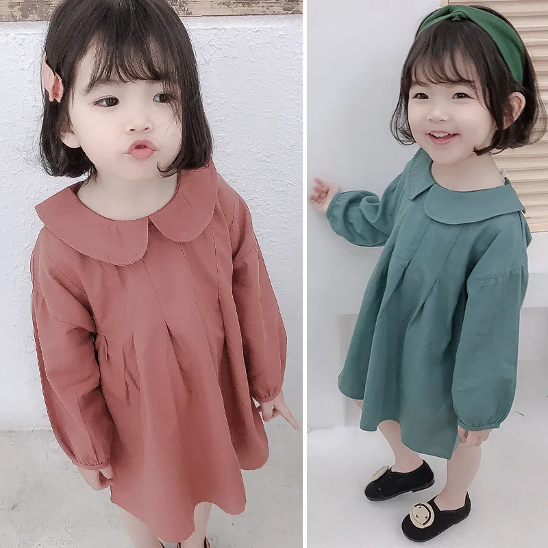 2019 New 1 2 3 Year Old Girls Simple Aline Dresses Long Sleeve Cotton ...
