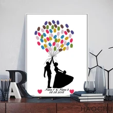 Для свадьбы бесплатно Пользовательское имя, дата Холст Картина Свадебные сувениры Figerprint Фирменная Гостевая книга