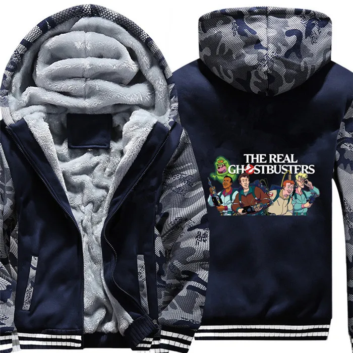 Ghostbusters Hoodie Winter Casual Super Warm Coat Thicken Warm Zipper Hooded Casual Sweatshirts for winter