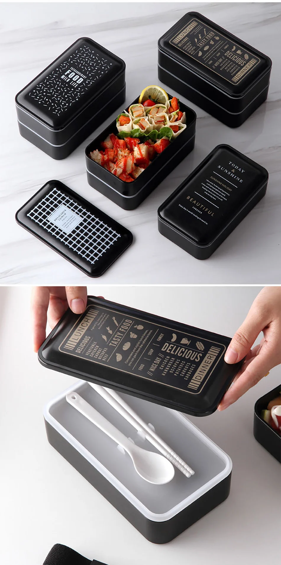 MICCK Lunch box double-layer Portable Bento box Eco-friaendly Food container with compartments Leakproof Microwavable BPA free 1