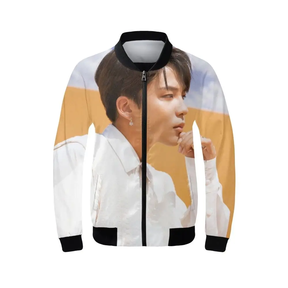 Women's Bomber Jacket Fashion ATEEZ Kpop Group 3D Printing Zipper Coats Females Autumn Full Sleeves Ribbed Cuffs Outwear Girls
