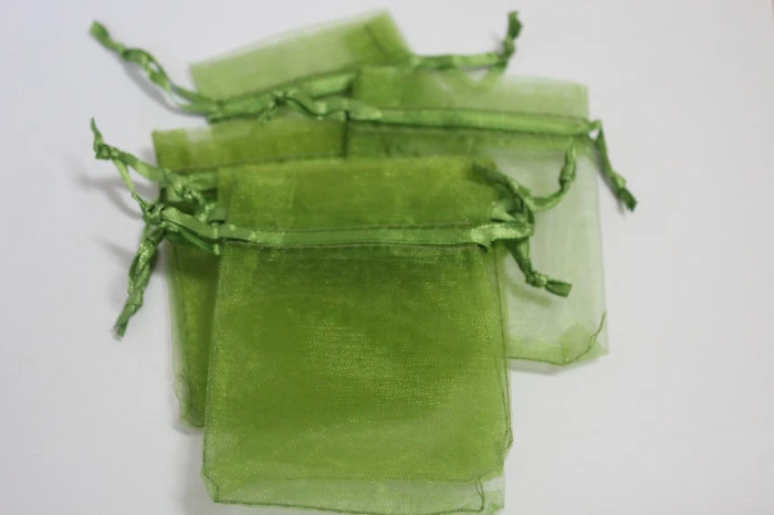 

100pcs/lot 7*9cm Avocado green colour Organza Bags Wedding Favour Gift bag Jewellery pouches