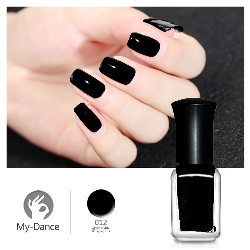 

MYDANCE 1 Bottle 6ml Black Nail Polish Long-lasting Nail Lacquer Manicure Regular Nail Art Varnish Polish