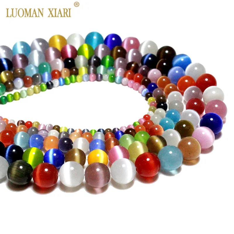 

Wholesale AAA Colorful Cat Eye Round Natural Stone Beads For jewelry Making DIY Bracelet Necklace 4/6/8/10/12MM Strand 15''