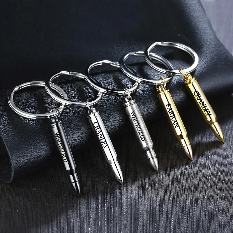 Personalized Name Stainless Steel Bullet Open Keychain Groomsman Gift Birthday Valentines Day Gifts for him