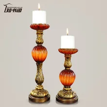 Европейский суд роскошный, классический процесс прозрачный пластик рукав 2 дом романтический свадебный Канделябр Украшения