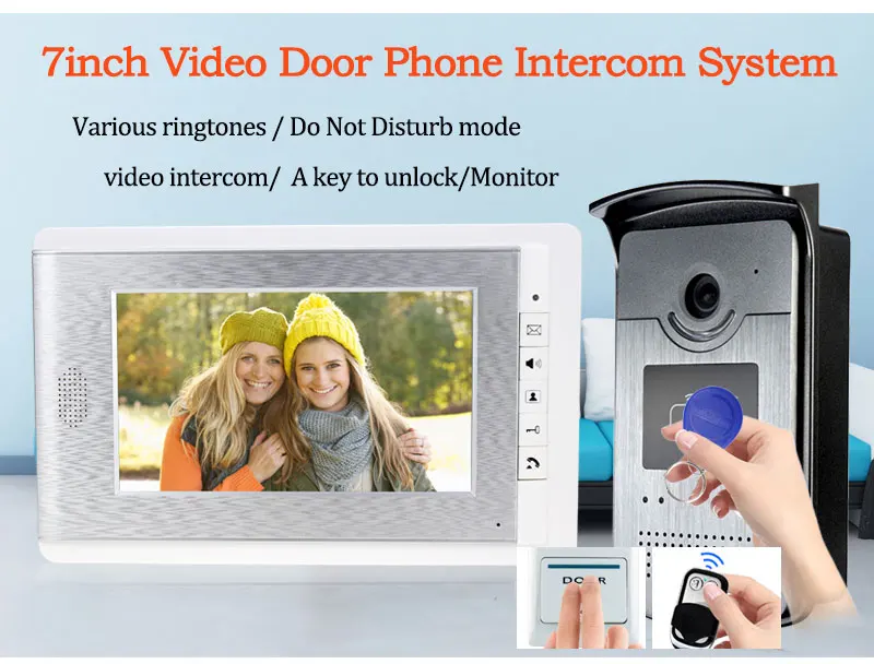 Лидер продаж! 7 дюймов видео домофон дверной звонок Система Комплект с электрическим замком+ 1 RFID доступ ИК камера+ 12 В питание