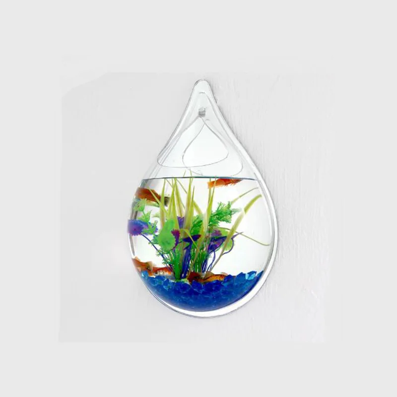 Acrylic Fish Bowl Wall Mount Fish Tank Aquarium Aquatic Planting