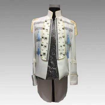 

European and American style bar guest collar dance costume 2019 new nightclub male singer court swallowtail dress