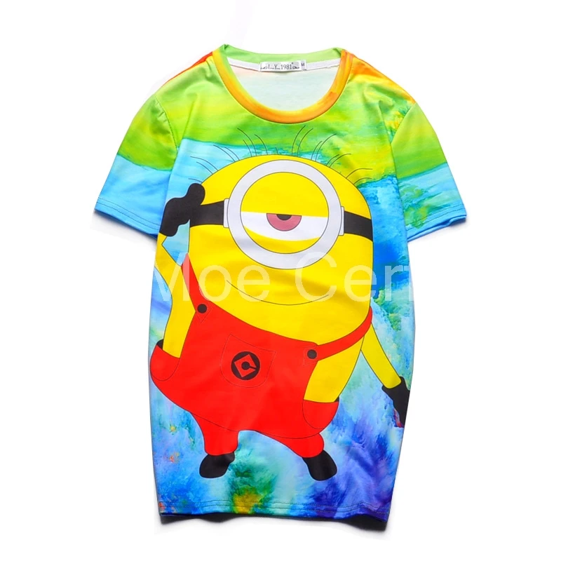 Cool 3d painting minions Print T Shirt Women Men Hipster Summer kawaii Men T-Shirts Minions Cartoon Top Funny Tee Shirts L14-5