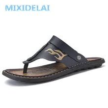 MIXIDELAI дышащие летние римские мужские сандалии из микрофибры кожаная мужская пляжная обувь для прогулок Тапочки Мягкие резиновые сандалии для мужчин