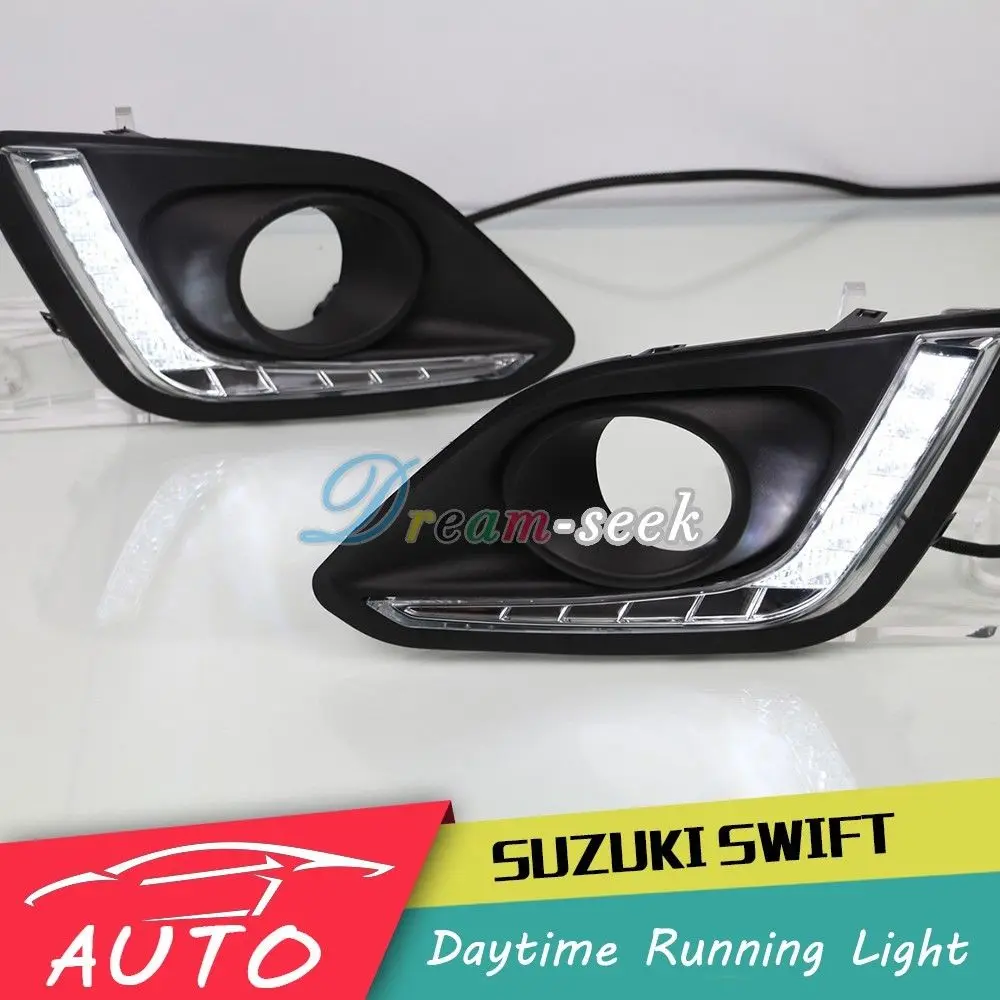 DRL для Suzuki Swift DZire 2014 2015 2016 светодиодный автомобилей дневного ламповое реле Водонепроницаемый вождения противотуманные день лампы дневного